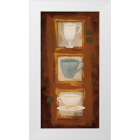 Tea Time White Modern Wood Framed Art Print by Vindedzis, Rita