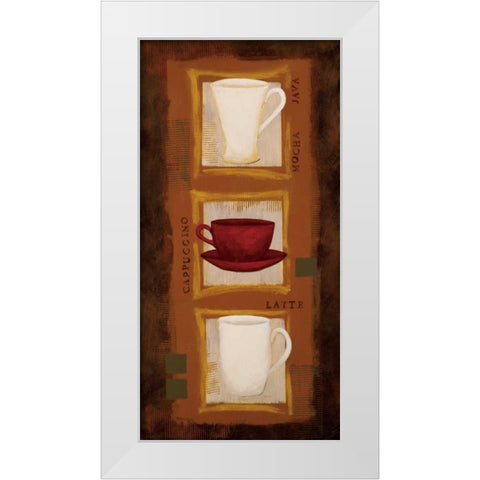 Cafe Jazz White Modern Wood Framed Art Print by Vindedzis, Rita