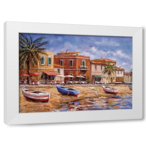 Beachside Cafes White Modern Wood Framed Art Print by Surridge, Malcolm