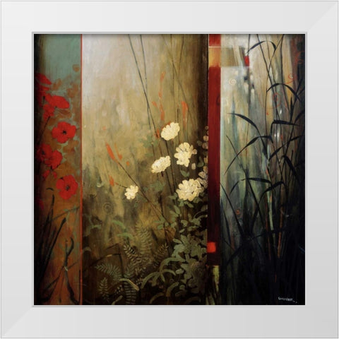 Rainforest Poppies White Modern Wood Framed Art Print by Li-Leger, Don