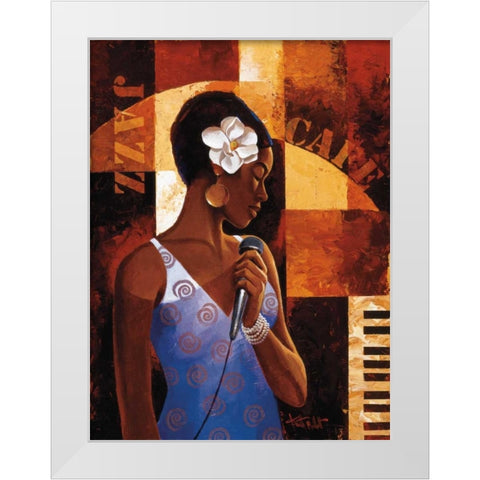 Jazz Cafe White Modern Wood Framed Art Print by Mallett, Keith