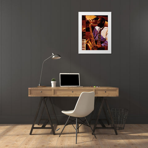 Jazz Club White Modern Wood Framed Art Print by Mallett, Keith