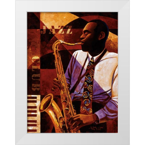 Jazz Club White Modern Wood Framed Art Print by Mallett, Keith