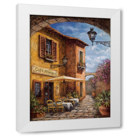 Courtyard Cafe White Modern Wood Framed Art Print by Surridge, Malcolm