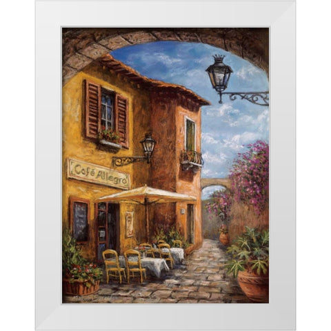 Courtyard Cafe White Modern Wood Framed Art Print by Surridge, Malcolm
