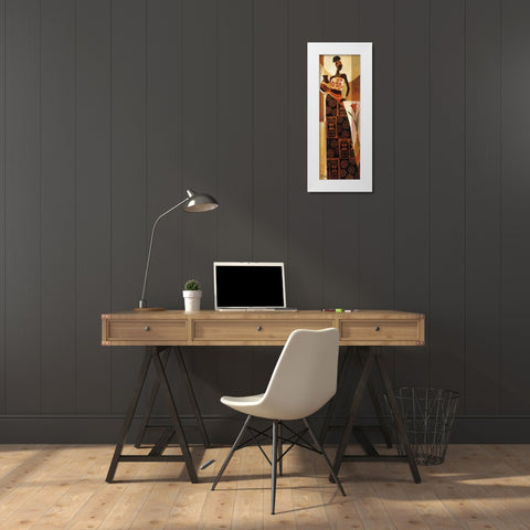 Naima White Modern Wood Framed Art Print by Mallett, Keith