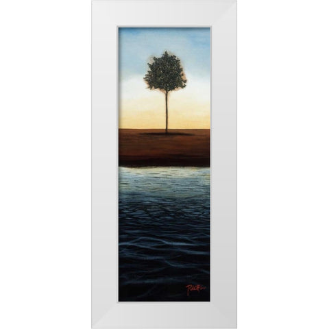 Across the Water II - Blue Landscape White Modern Wood Framed Art Print by St.Germain, Patrick
