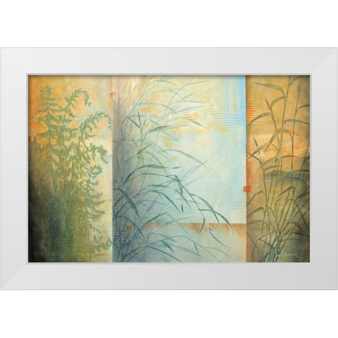 Ferns and Grasses White Modern Wood Framed Art Print by Li-Leger, Don