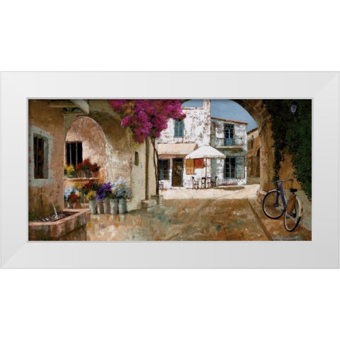 Picking Up Flowers White Modern Wood Framed Art Print by Archambault, Gilles