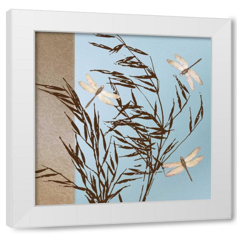 Dragonflies White Modern Wood Framed Art Print by Gold, Caroline
