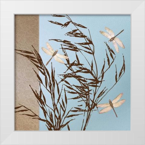 Dragonflies White Modern Wood Framed Art Print by Gold, Caroline