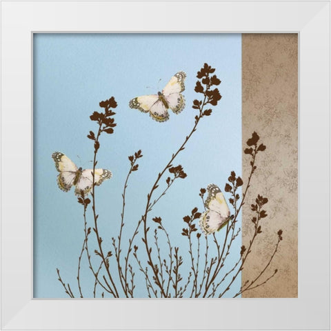 Butterflies White Modern Wood Framed Art Print by Gold, Caroline