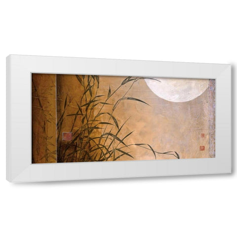 Lakeside Moonrise White Modern Wood Framed Art Print by Li-Leger, Don