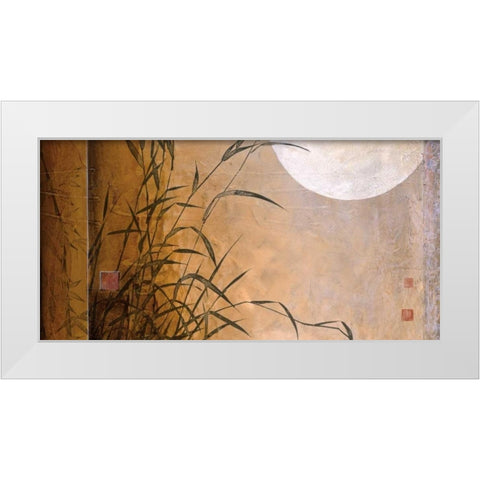 Lakeside Moonrise White Modern Wood Framed Art Print by Li-Leger, Don