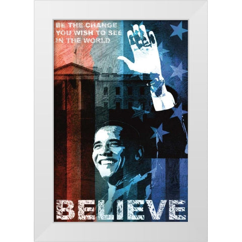 Believe White Modern Wood Framed Art Print by Mallett, Keith