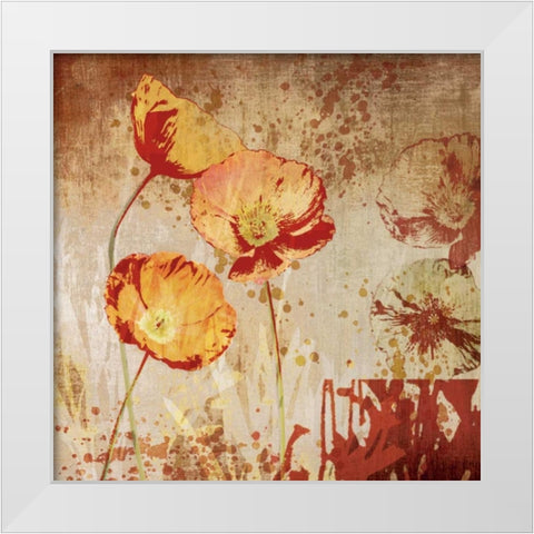 Poppy Heat II White Modern Wood Framed Art Print by Venter, Tandi