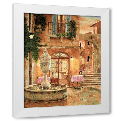 Evening at the Fountain White Modern Wood Framed Art Print by Archambault, Gilles