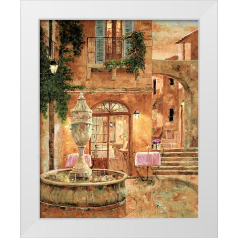 Evening at the Fountain White Modern Wood Framed Art Print by Archambault, Gilles
