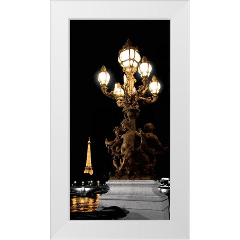 Paris Nights II White Modern Wood Framed Art Print by Maihara, Jeff
