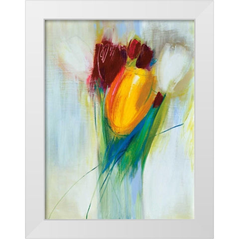 Ovazione White Modern Wood Framed Art Print by Parker, Karen Lorena