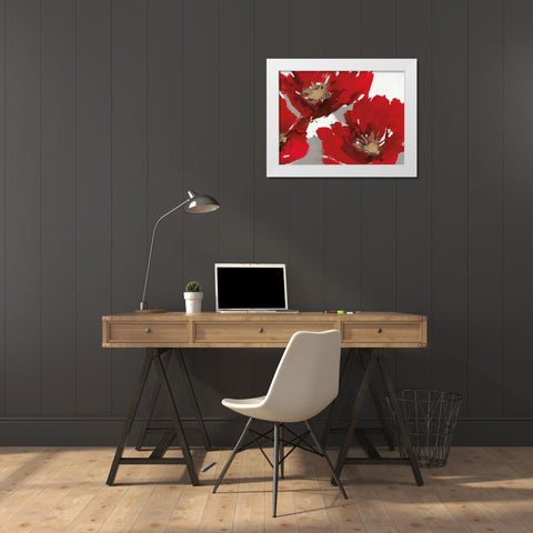 Red Poppy Forrest II  White Modern Wood Framed Art Print by Barnes, Natasha