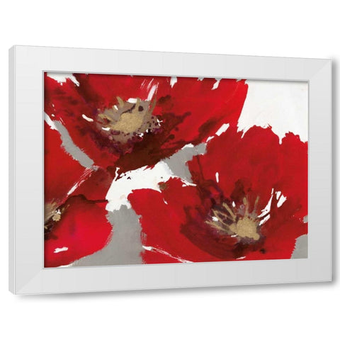 Red Poppy Forrest II  White Modern Wood Framed Art Print by Barnes, Natasha