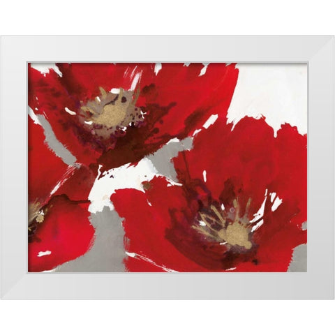 Red Poppy Forrest II  White Modern Wood Framed Art Print by Barnes, Natasha