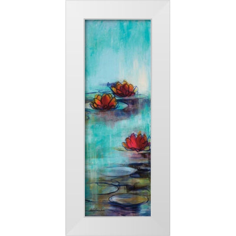 Aqua Lotus II White Modern Wood Framed Art Print by Parker, Karen Lorena