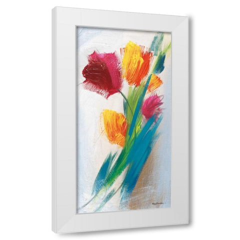 Bright Tulip Bunch I White Modern Wood Framed Art Print by Parker, Karen Lorena