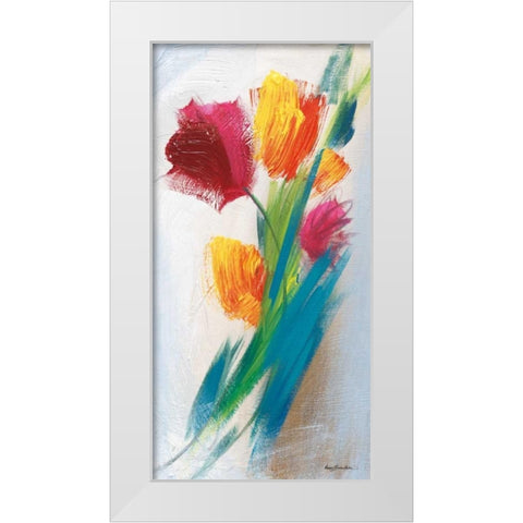 Bright Tulip Bunch I White Modern Wood Framed Art Print by Parker, Karen Lorena