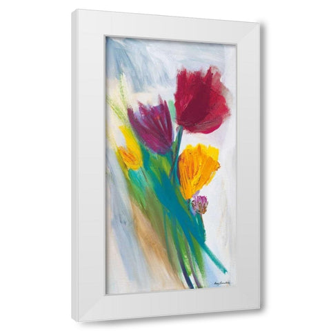 Bright Tulip Bunch II White Modern Wood Framed Art Print by Parker, Karen Lorena
