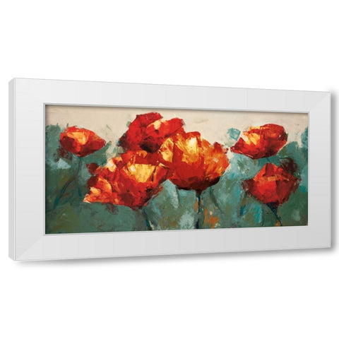 Poppies On Slate White Modern Wood Framed Art Print by Colbert, Peter