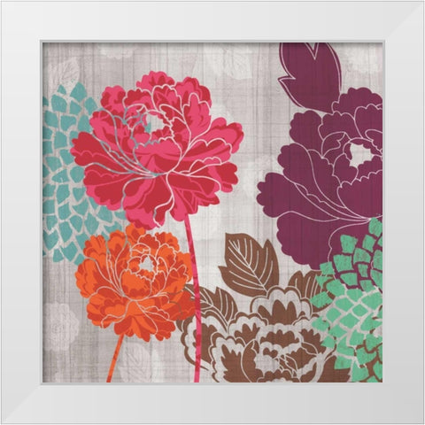 Peony Patterns I White Modern Wood Framed Art Print by Venter, Tandi