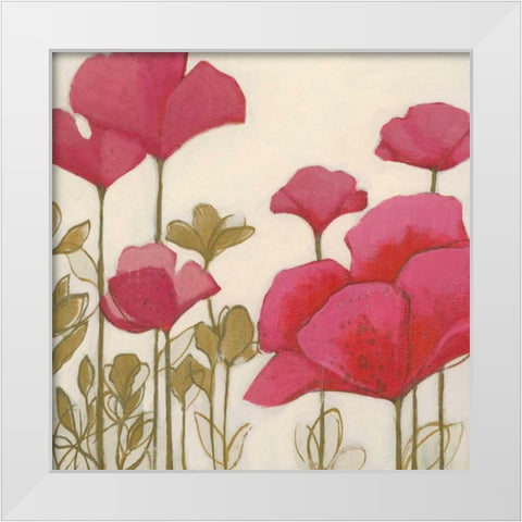 Ladybug Flowers I White Modern Wood Framed Art Print by MARIA