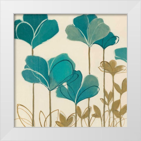 Ladybug Flowers II White Modern Wood Framed Art Print by MARIA