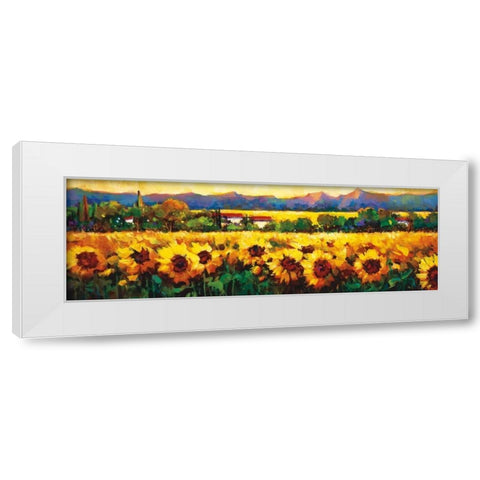 Sweeping Fields of Sunflowers White Modern Wood Framed Art Print by OToole, Nancy