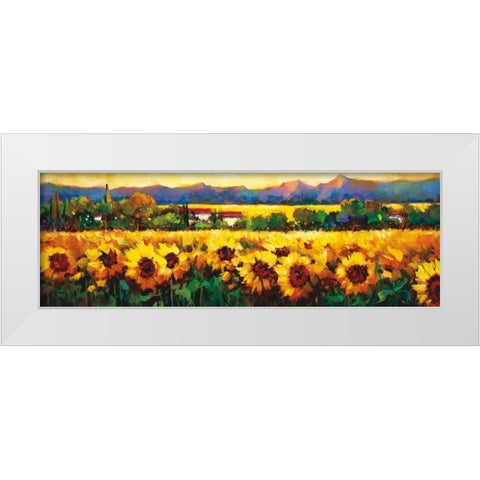 Sweeping Fields of Sunflowers White Modern Wood Framed Art Print by OToole, Nancy