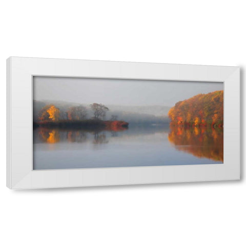 Early Fall Morning at the Lake White Modern Wood Framed Art Print by Cahill, Michael