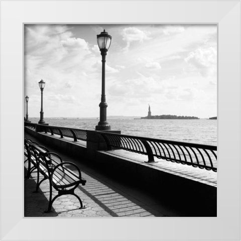 Liberty Bench White Modern Wood Framed Art Print by Craig, Jordan