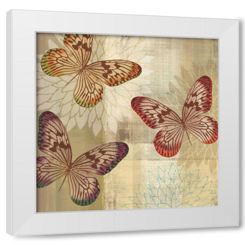 Tropical Butterflies I White Modern Wood Framed Art Print by Venter, Tandi