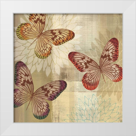 Tropical Butterflies I White Modern Wood Framed Art Print by Venter, Tandi