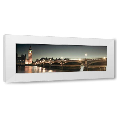 London Lights White Modern Wood Framed Art Print by Frank, Assaf