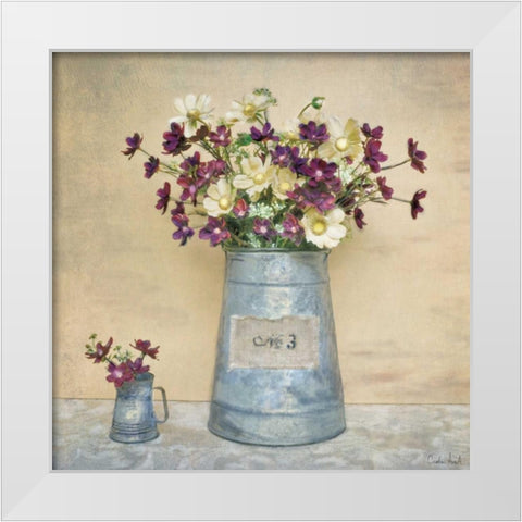 Plum Daisies White Modern Wood Framed Art Print by Atria, Cristin