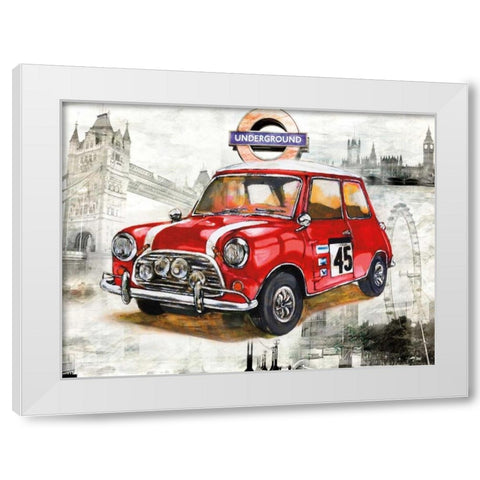 British Car White Modern Wood Framed Art Print by Sola, Bresso