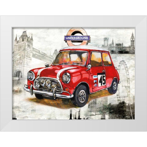 British Car White Modern Wood Framed Art Print by Sola, Bresso
