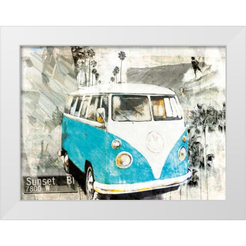 Hippie Van White Modern Wood Framed Art Print by Sola, Bresso