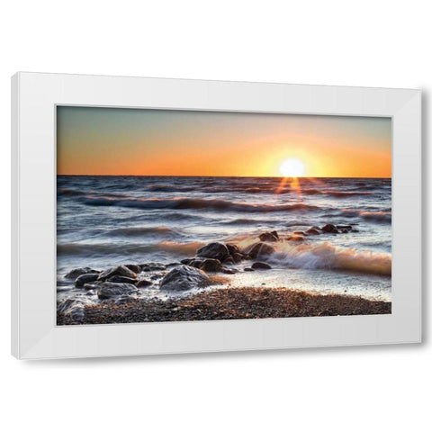 Sunset at Blue Point White Modern Wood Framed Art Print by Bellyk, Daniel J.