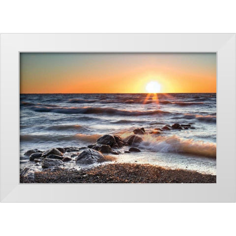 Sunset at Blue Point White Modern Wood Framed Art Print by Bellyk, Daniel J.
