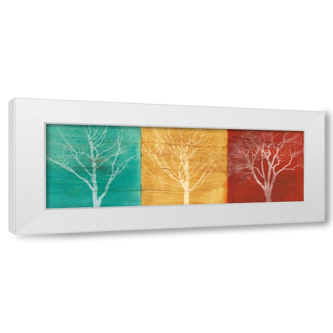 Fallen Leaves White Modern Wood Framed Art Print by Fontaine, Stephane