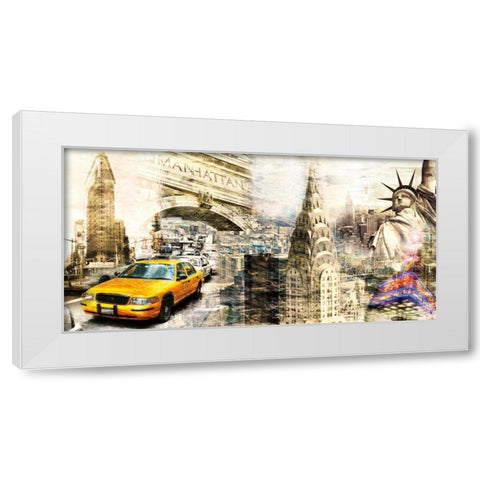 Downtown New York White Modern Wood Framed Art Print by Sola, Bresso